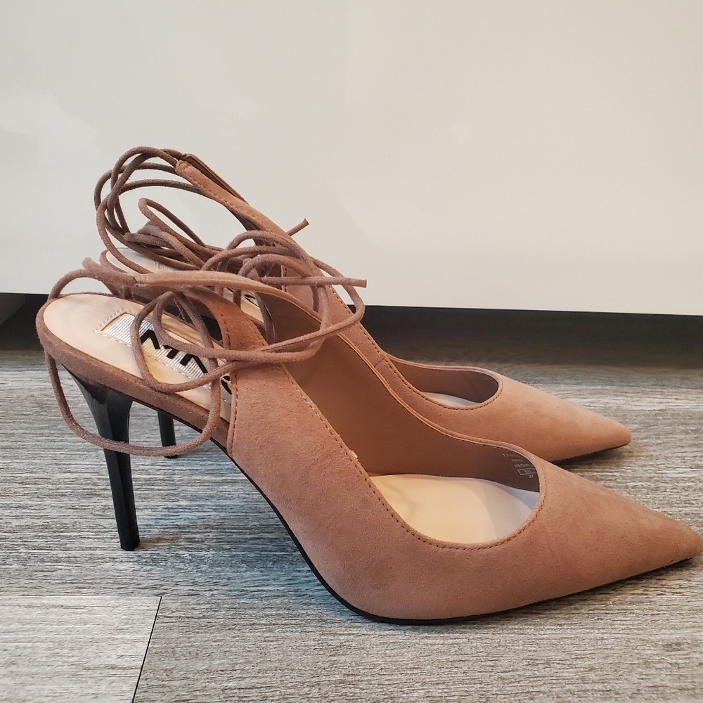 ★SOLD★ Mango Ankle Tie Slingback Heels 37 NWOB - Picture 2 of 15